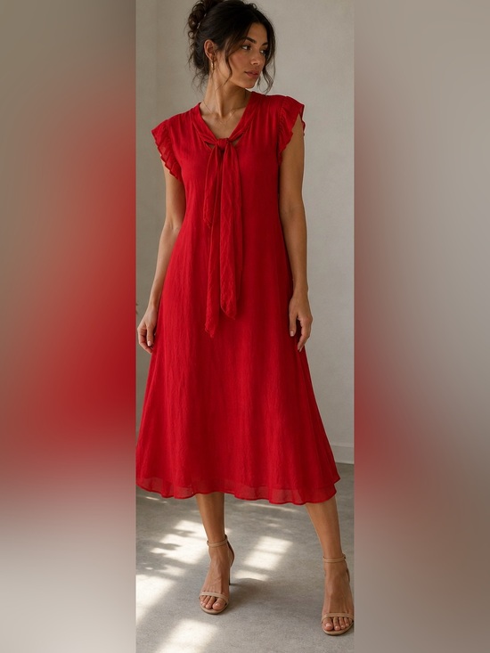 Bellambra Dresses & Skirts - Bellambra Silk Blend NEW Italian Red Midi Dress Event Vacation Luxe Feminine S